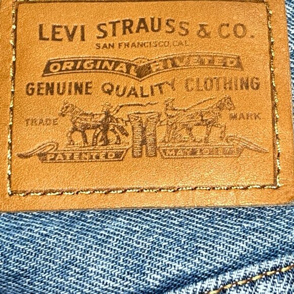 LEVI'S BIG E WEDGIE WIDE LEG ALTERED RAW HEM HIGH WAISTED BLUE JEANS -W 25 L 27 - Picture 7 of 12